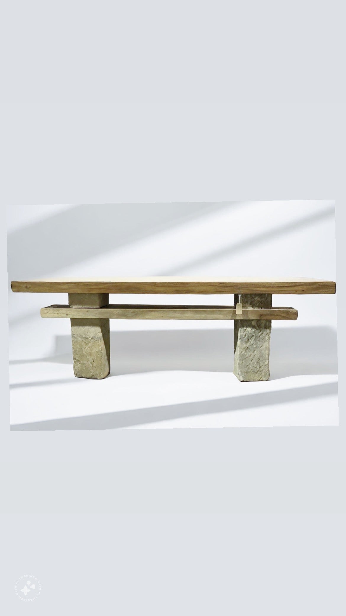 Low Live Edge console, Media Console, entry way table , Single Wood Slabs on Limestone Base