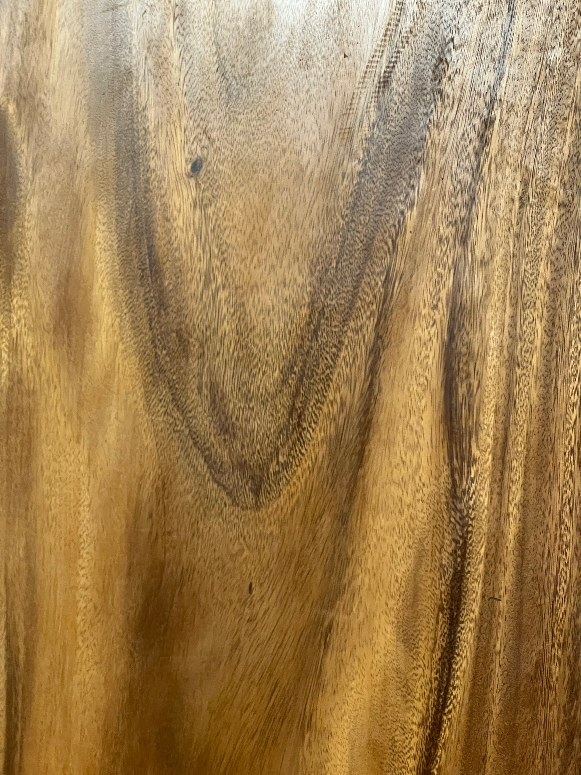 No. 9 – 150” Live Edge Dining Table – Acacia Slab with Limestone Base