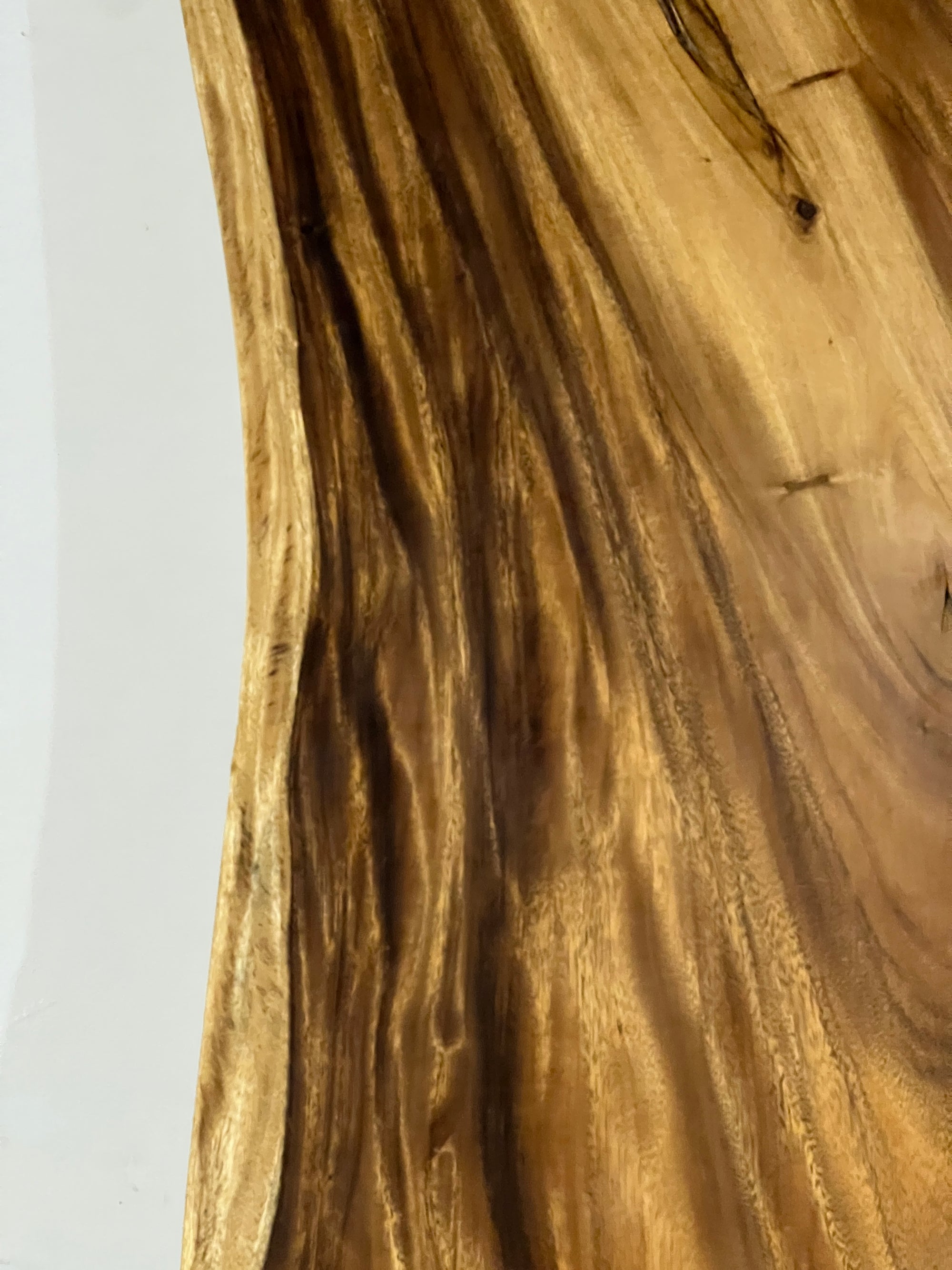 No. 9 – 150” Live Edge Dining Table – Acacia Slab with Limestone Base