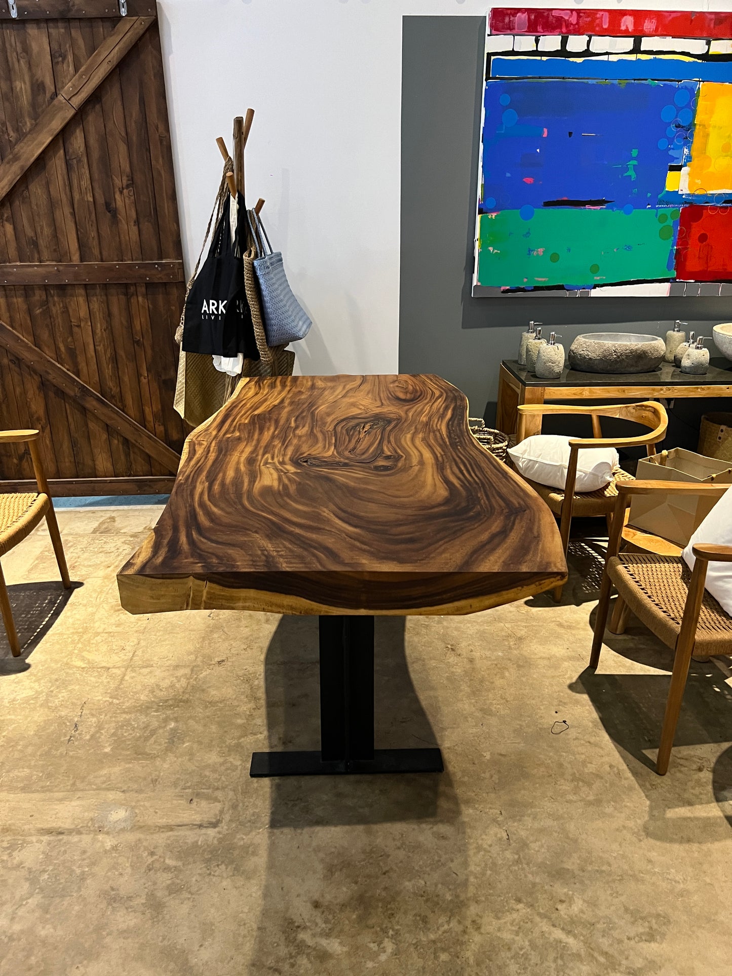 75" Large Live Edge Table, Wood Slab, Metal or Wood Base