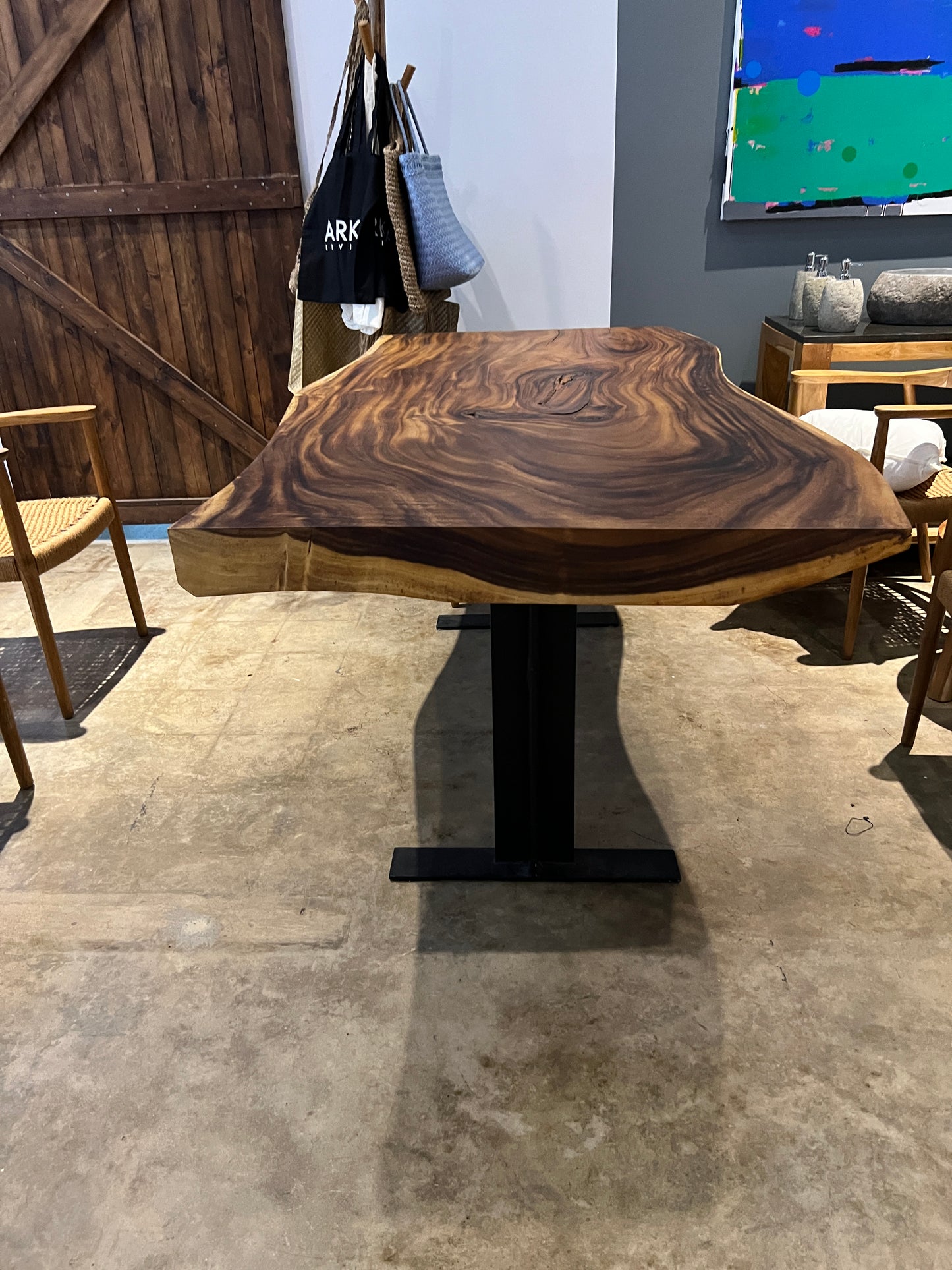 75" Large Live Edge Table, Wood Slab, Metal or Wood Base