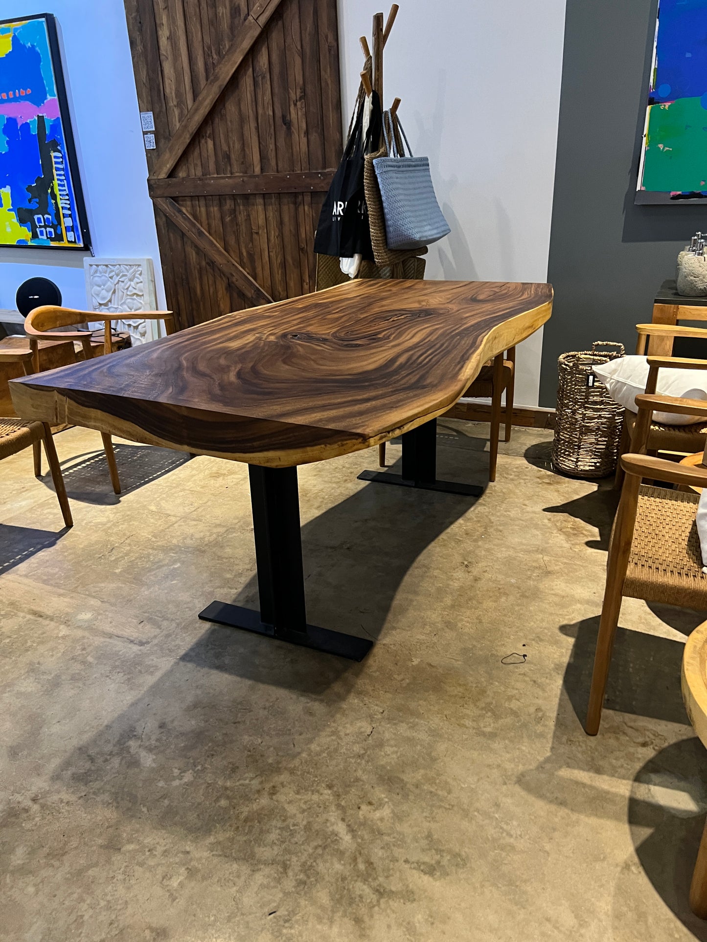 75" Large Live Edge Table, Wood Slab, Metal or Wood Base