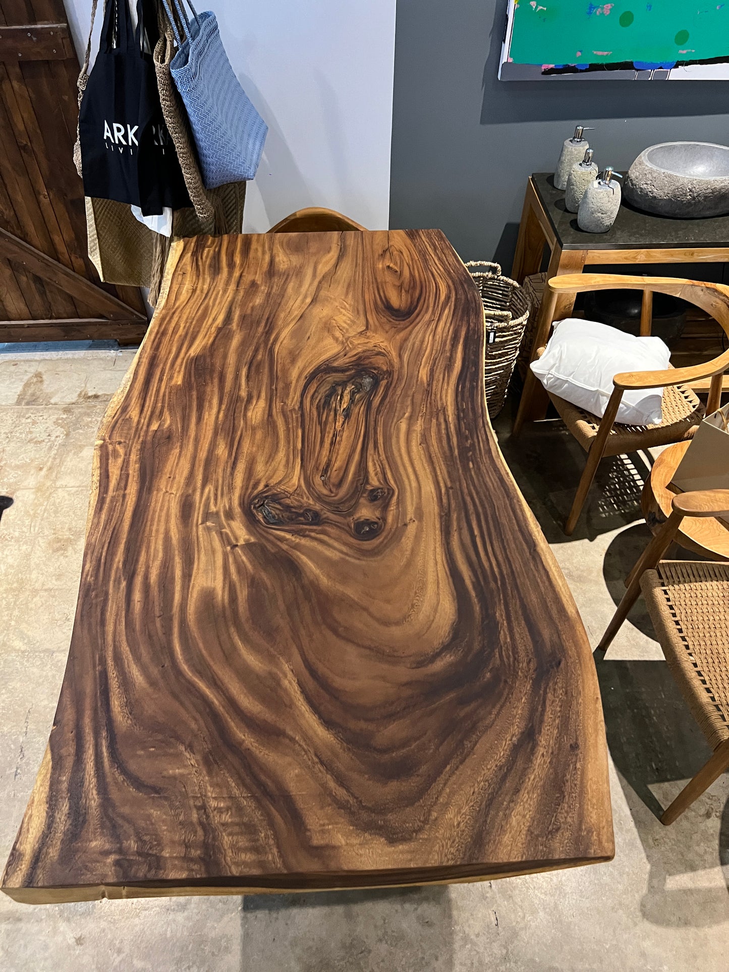 75" Large Live Edge Table, Wood Slab, Metal or Wood Base