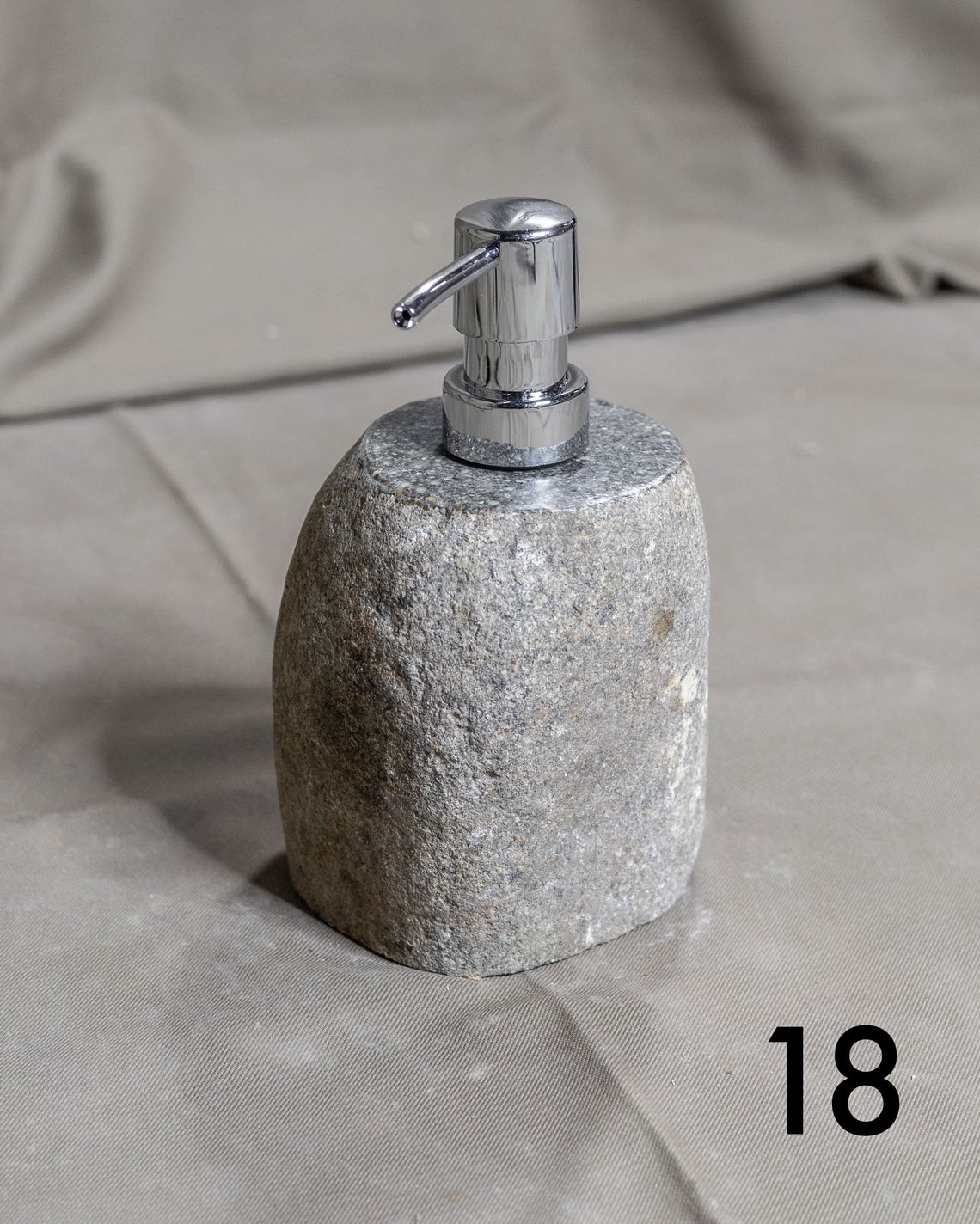 Stone Soap Dispenser with Pump, Natural River Stone Bathroom, Kitchen, Studio Accessory