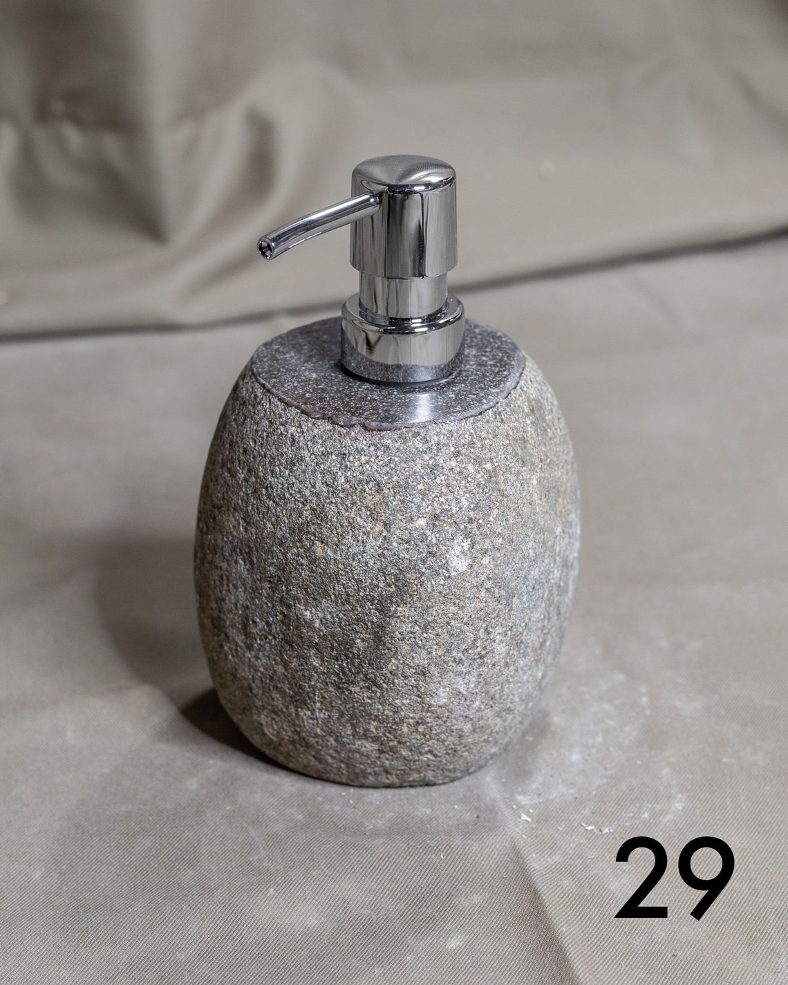 Stone Soap Dispenser with Pump, Natural River Stone Bathroom, Kitchen, Studio Accessory