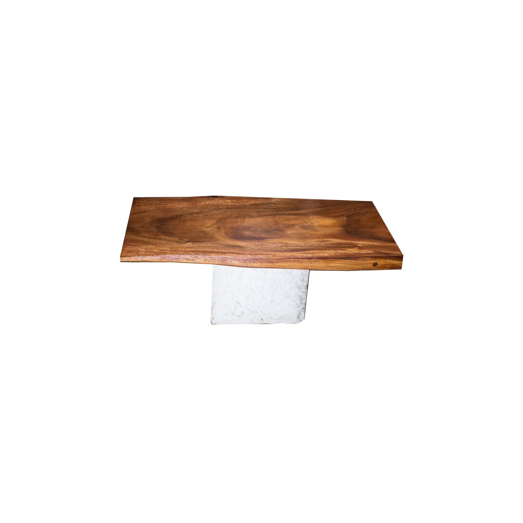 ARKA Living Rectangular  Live Edge coffee table beautiful wood slab table, with live edge wood top and limestone base