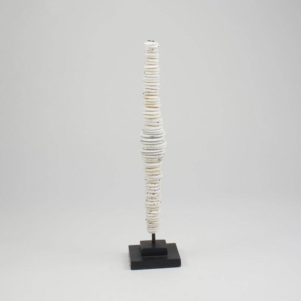 ARKA Living White shell disk tower on metal stand