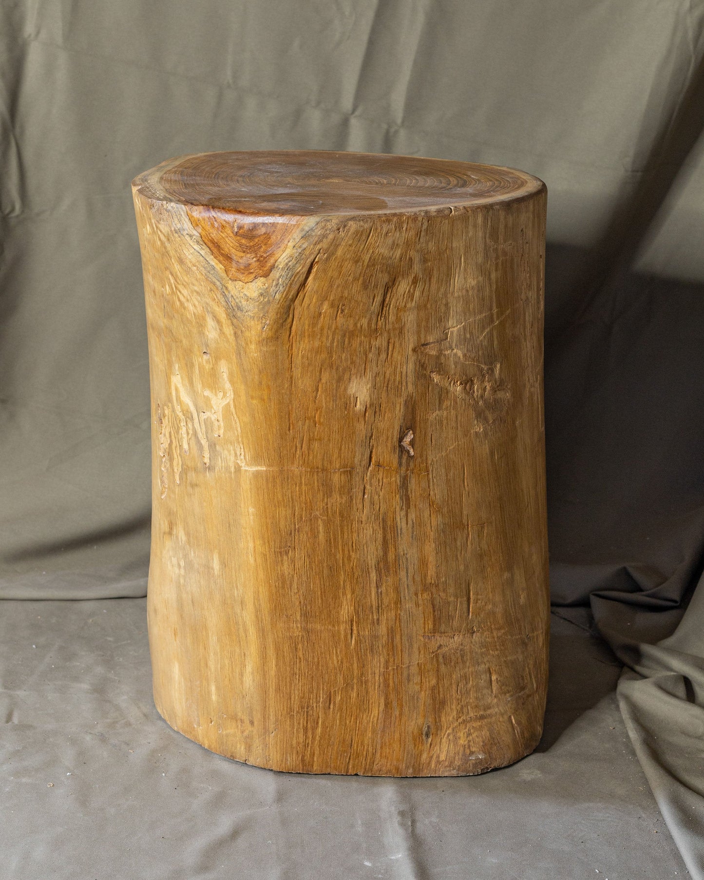 Solid Teak Wood Side Table, Natural Tree Stump Stool or End Table #16 18" H x 13.5" W x 13.5" D