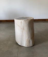 Load image into Gallery viewer, Light Beige and Black Petrified  solid wood stool block , fossil wood side end table or coffee table 9
