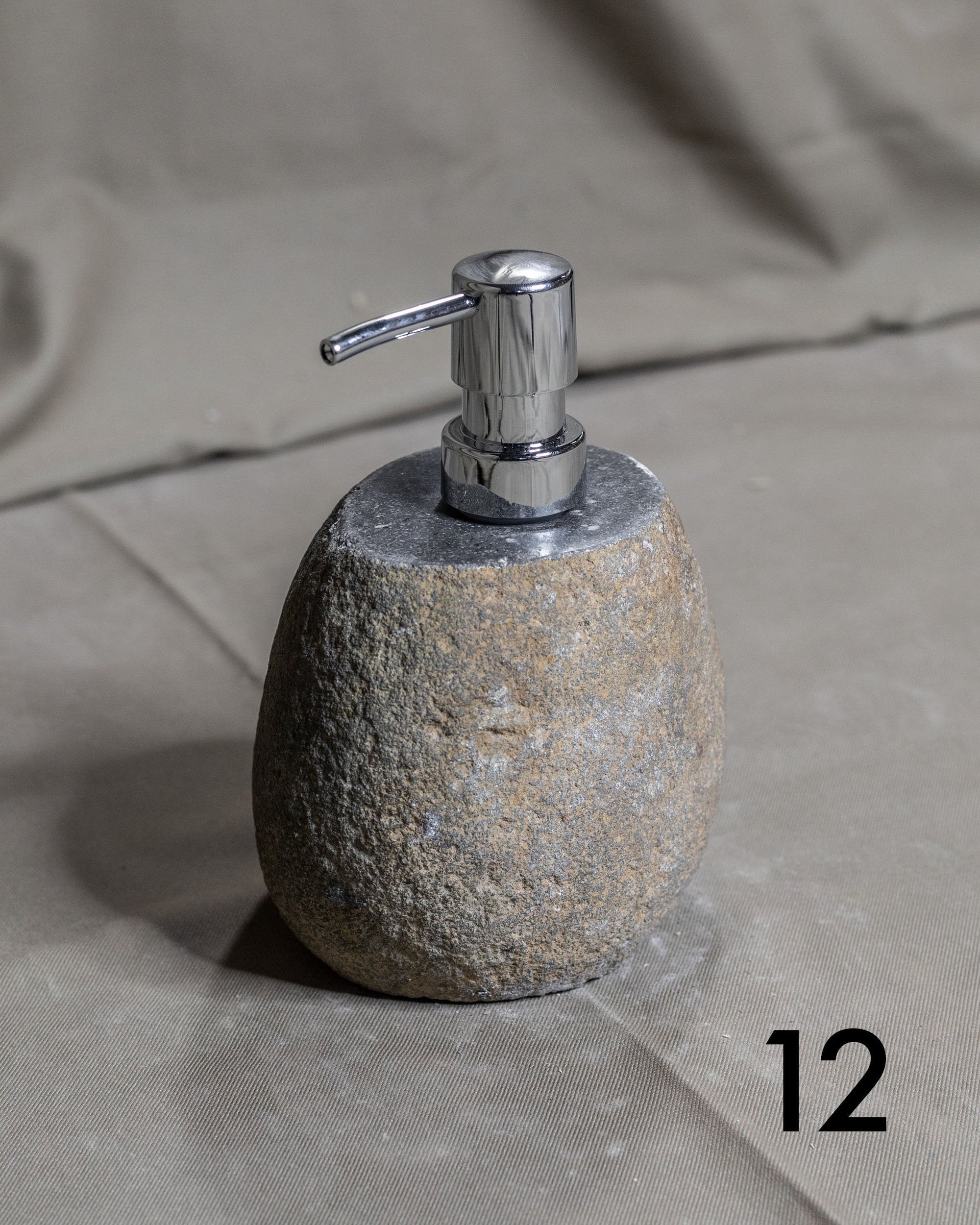 Stone Soap Dispenser with Pump, Natural River Stone Bathroom, Kitchen, Studio Accessory