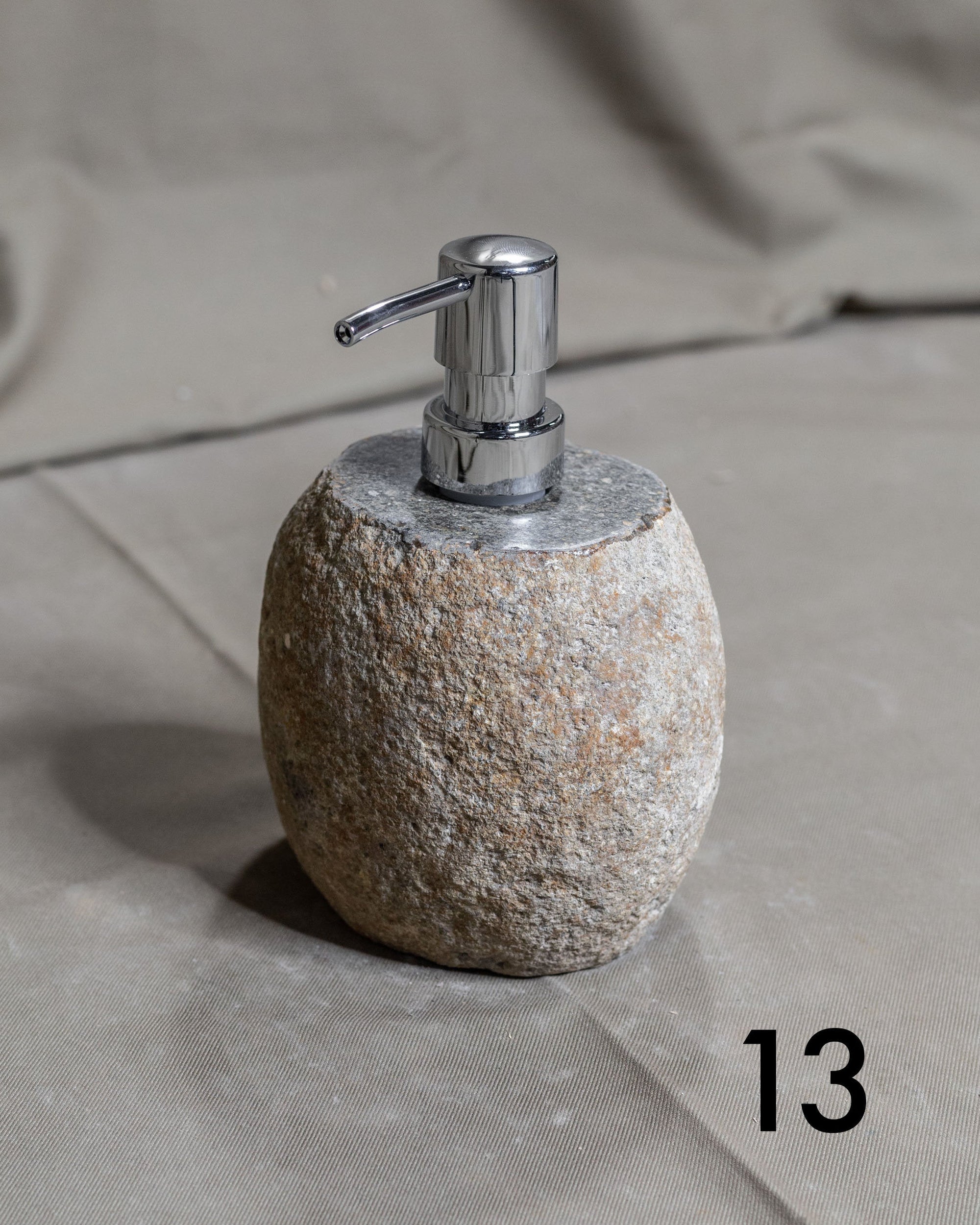 Stone Soap Dispenser with Pump, Natural River Stone Bathroom, Kitchen, Studio Accessory