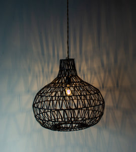 Handwoven Rattan Black Pendant Light | Simple and Natural Lamp Boho