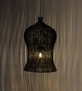 Large Black Rattan Pendant Light | Simple and Natural Lamp Boho