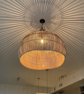 Large Handwoven Rattan Boho Pendant Light | Simple and Natural Lamp