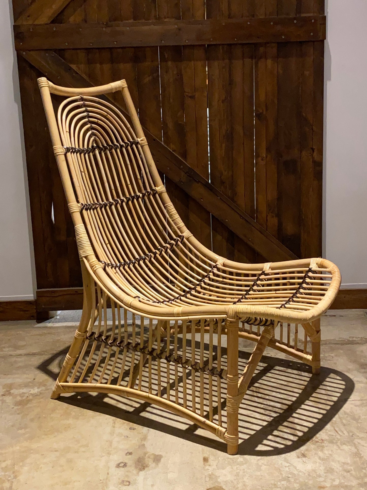 Set of two (2) rattan and leather living room chair - Rattan Chair with brown cushion | Simple Unique Chair (Limited designs 4 pieces only)