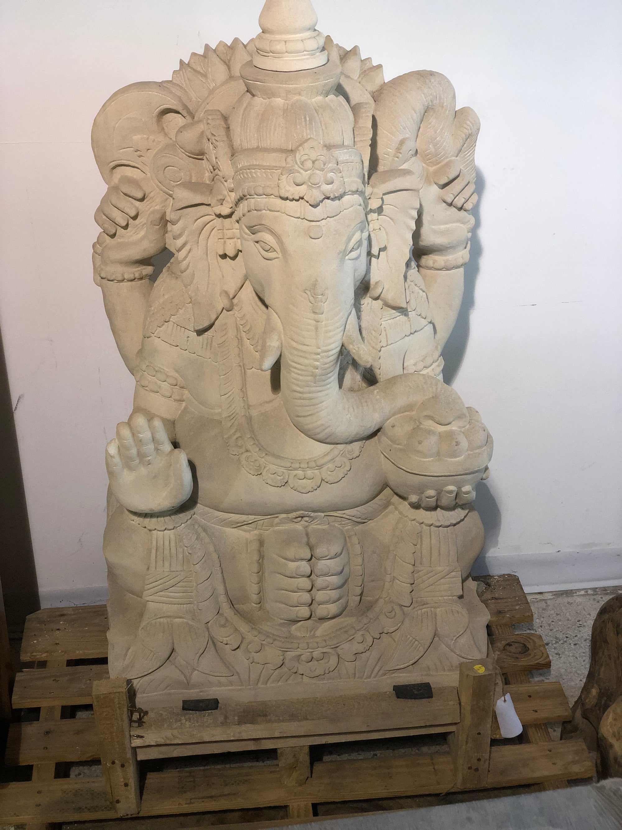 Sitting ganesha stone carving statue