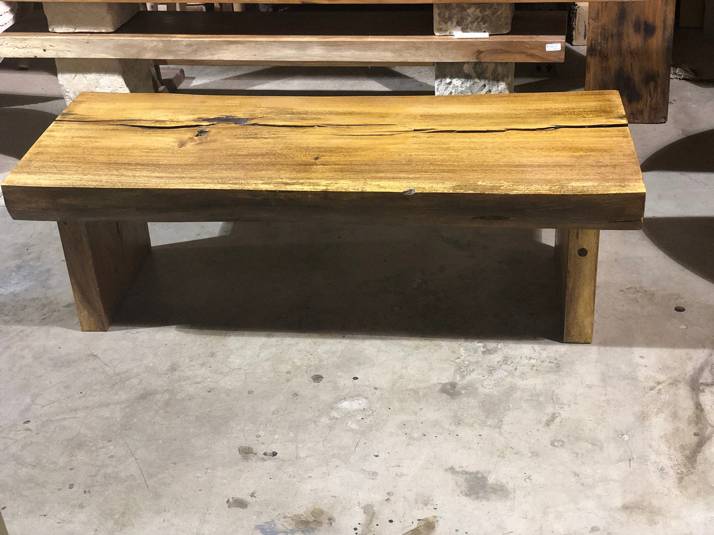 Live Edge Bench or Coffee Table with wood Base | Natural Wooden Slab and Base