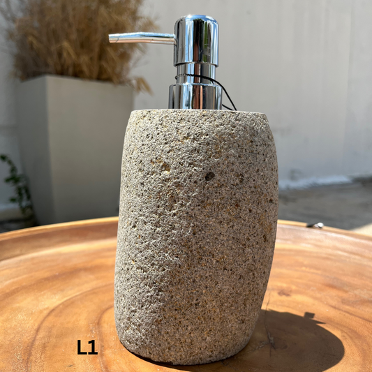 Large Stone Soap Dispenser with Pump, Natural River Stone Bathroom, Kitchen, Studio Accessory