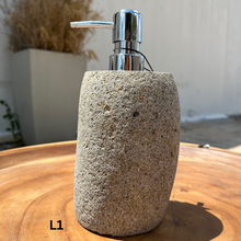 Load image into Gallery viewer, Large Stone Soap Dispenser with Pump, Natural River Stone Bathroom, Kitchen, Studio Accessory
