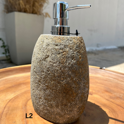 Large Stone Soap Dispenser with Pump, Natural River Stone Bathroom, Kitchen, Studio Accessory