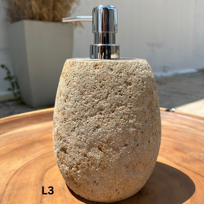Large Stone Soap Dispenser with Pump, Natural River Stone Bathroom, Kitchen, Studio Accessory