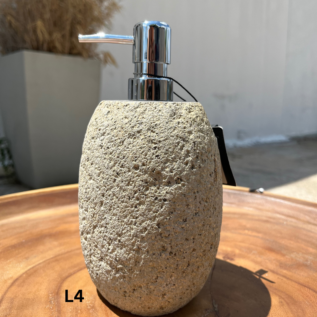 Large Stone Soap Dispenser with Pump, Natural River Stone Bathroom, Kitchen, Studio Accessory
