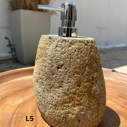Large Stone Soap Dispenser with Pump, Natural River Stone Bathroom, Kitchen, Studio Accessory