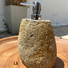 Load image into Gallery viewer, Large Stone Soap Dispenser with Pump, Natural River Stone Bathroom, Kitchen, Studio Accessory
