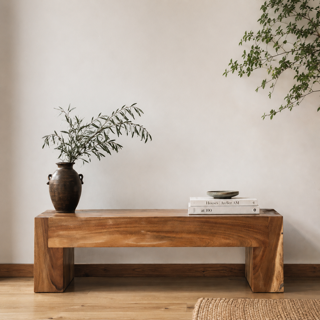 Live Edge Solid Pacific Walnut Wood Bench