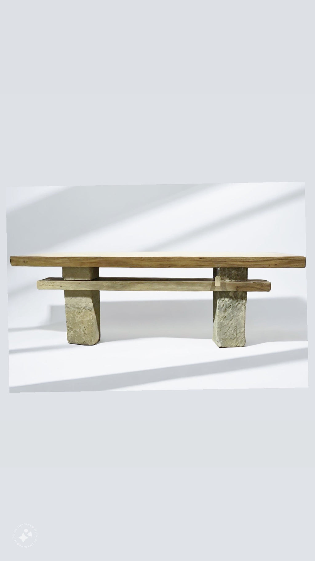 Low Live Edge console, Media Console, entry way table , Single Wood Slabs on Limestone Base