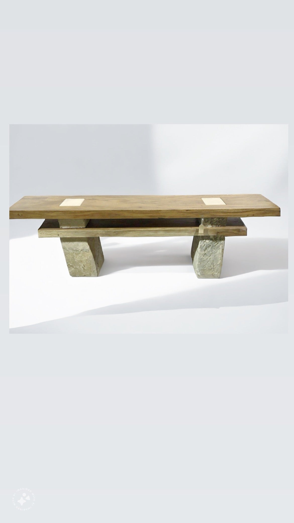 Low Live Edge console, Media Console, entry way table , Single Wood Slabs on Limestone Base