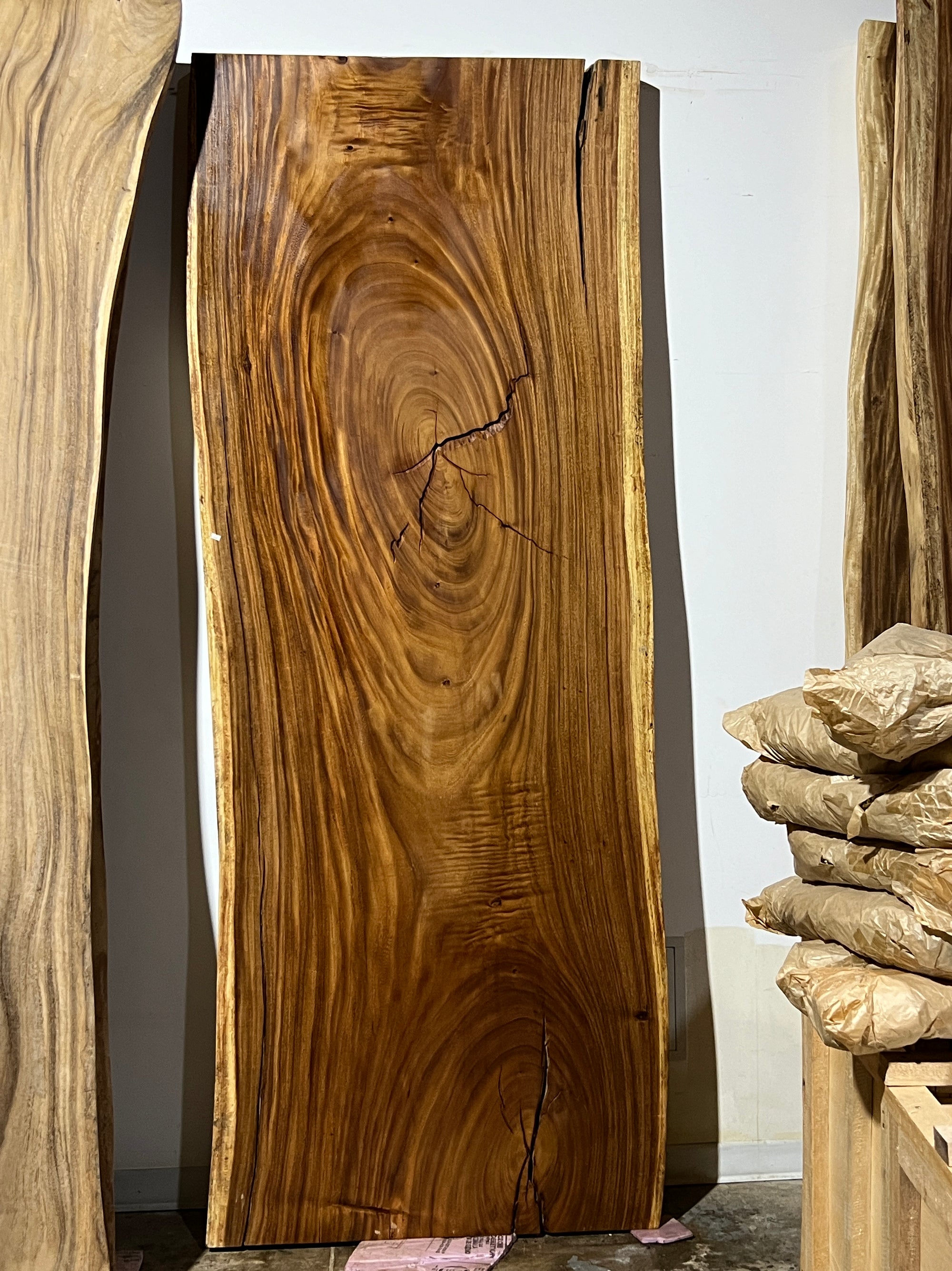 No. 8 – 105” Live Edge Dining Table – Acacia Wood with Metal Base