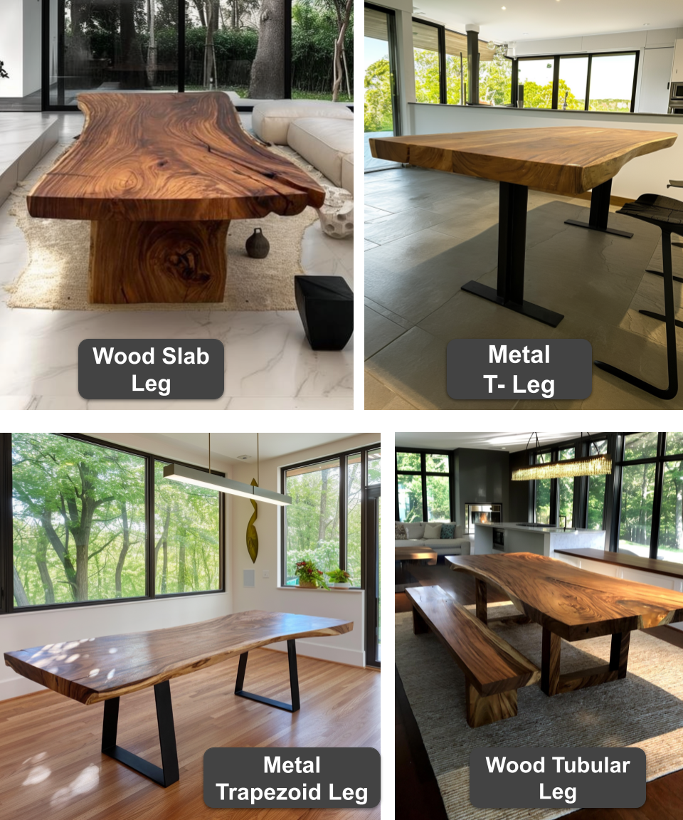 #12 Live Edge Dining Table, 112" Wood Slab with Selected Slab wood tables