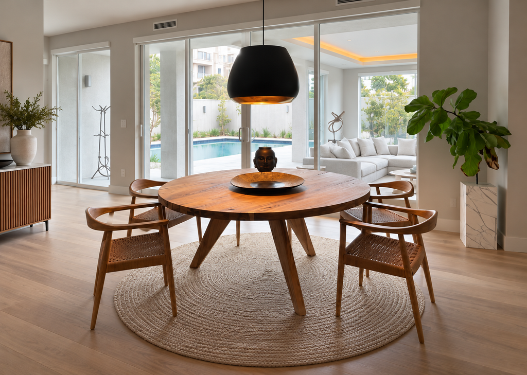 Round Live Edge Dining Table Solid Pacific Walnut Slab with Wood Base