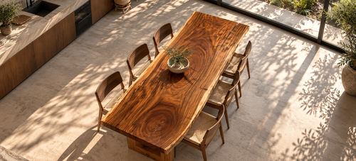 112" Modern Live Edge Dining Table including wood legs, Wood and Metal Base | Relaxing Natural Table #1
