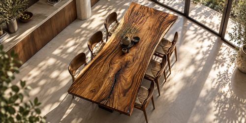 #12 Live Edge Dining Table, 112" Wood Slab with Selected Slab wood tables