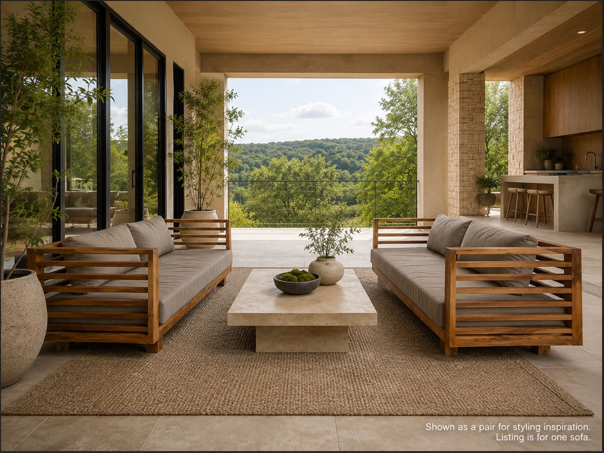 Solid Teak Indoor Outdoor Lounge Sofa with Cushions