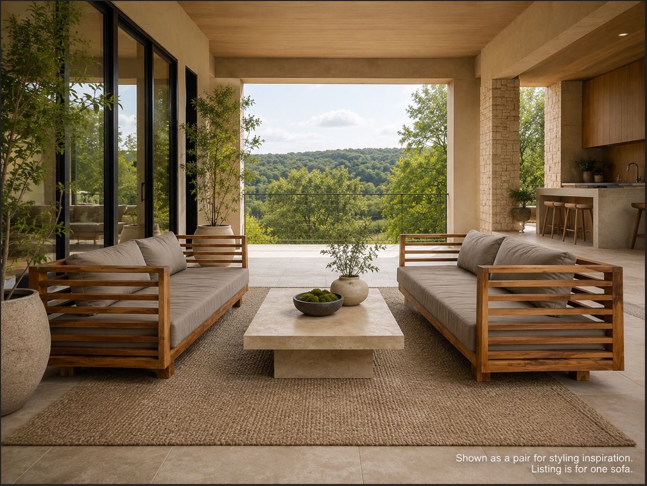 Solid Teak Indoor Outdoor Lounge Sofa with Cushions