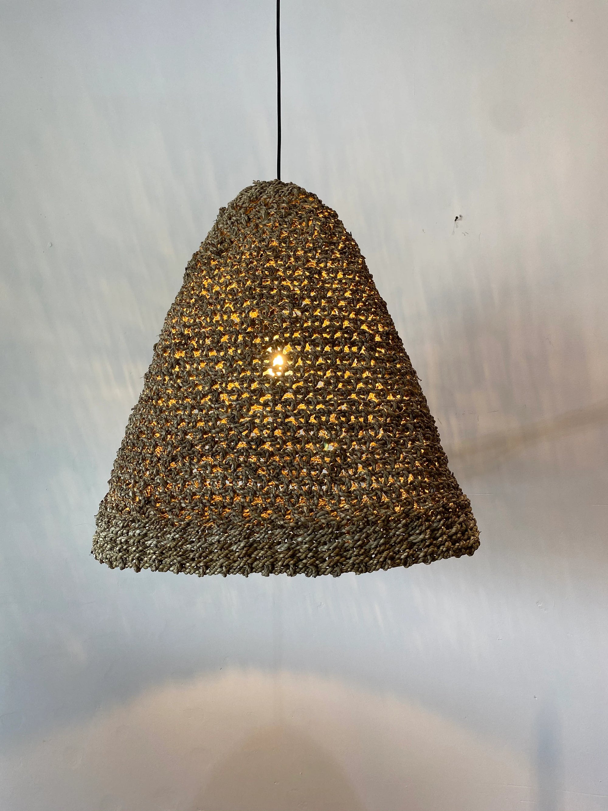 Nantucket Pendant Lamp, Seagrass Raffia hanging pendant light, hand woven