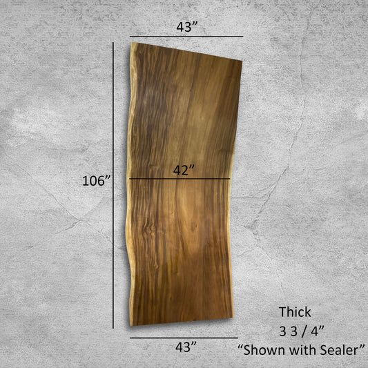 Large Live Edge Table, 106" Wood Slab, Selected  Base #5