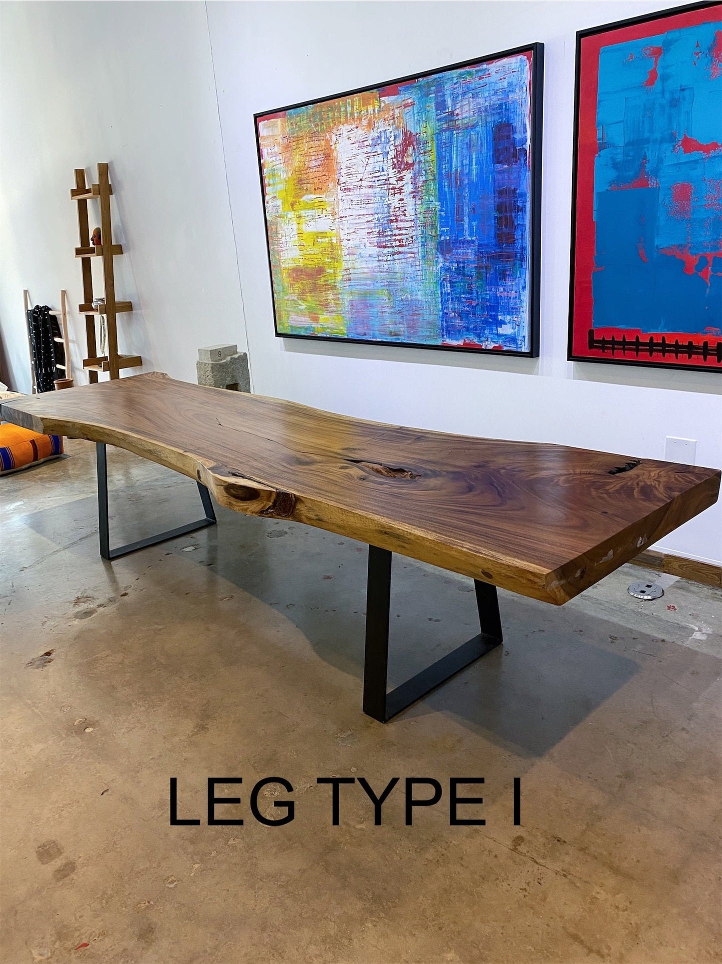 Large Live Edge Table, 106" Wood Slab, Selected  Base #5