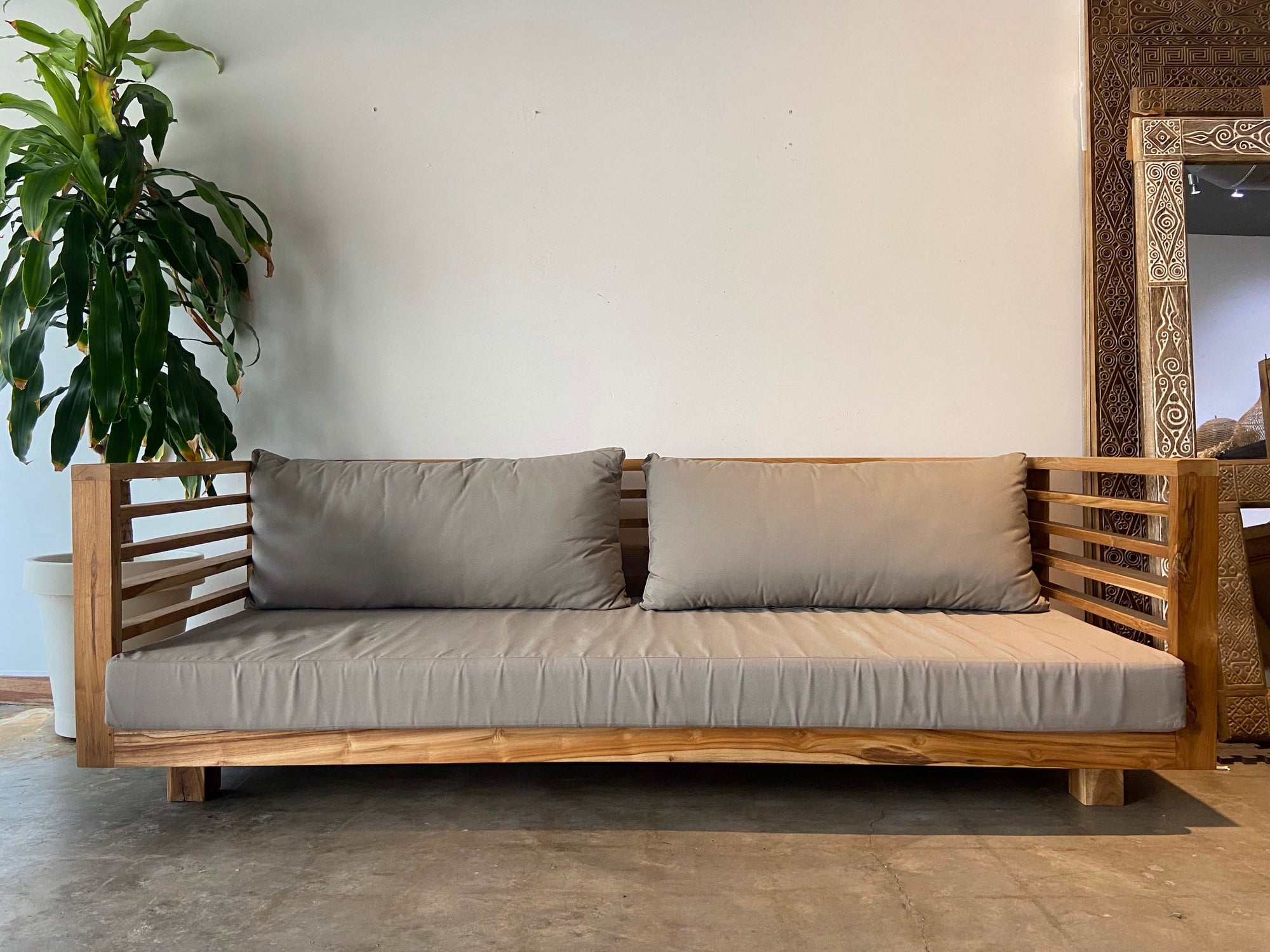Deep Seating Teak Indoor/Outdoor Patio Sofa with Cushions