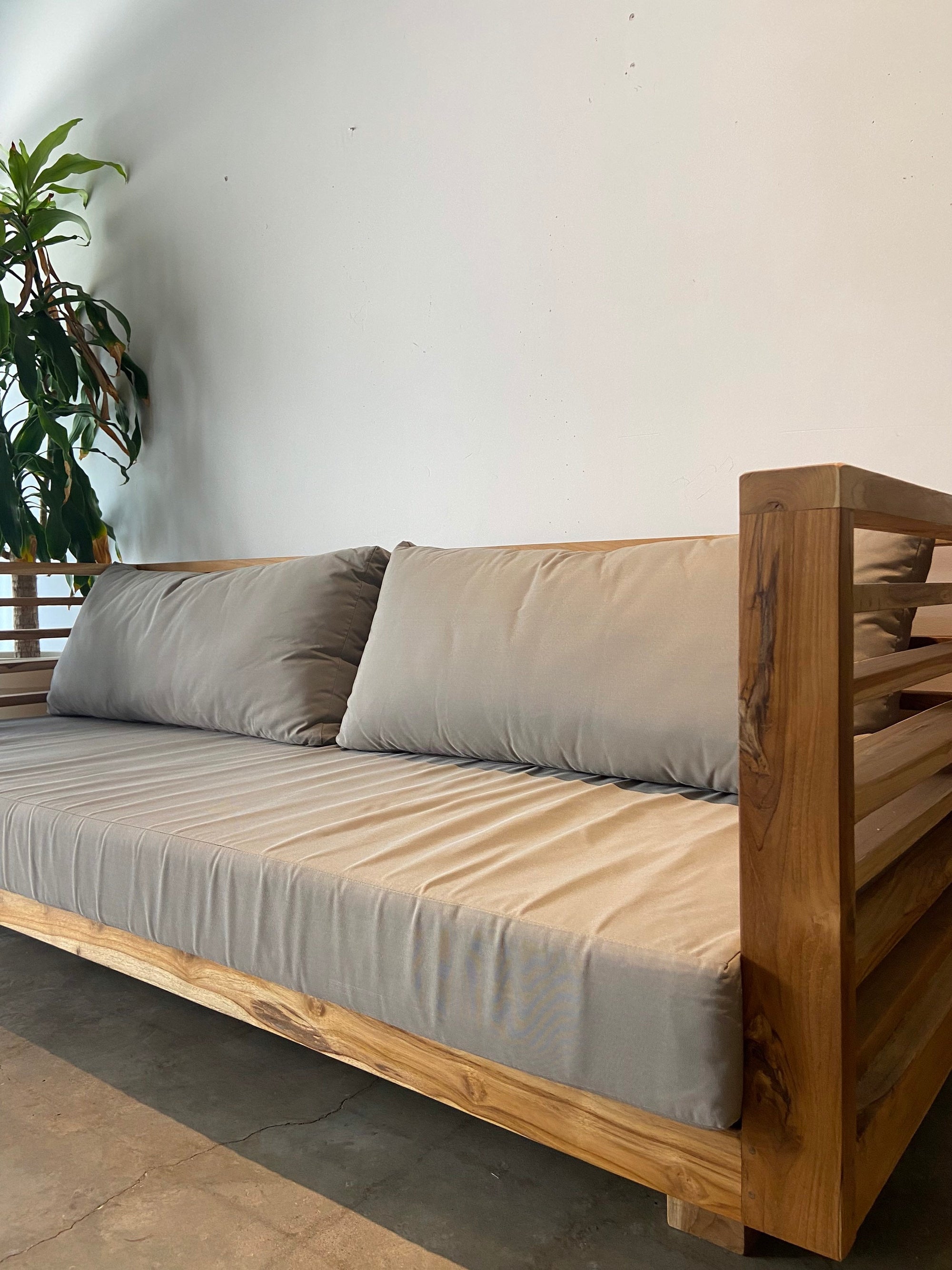 Deep Seating Teak Indoor/Outdoor Patio Sofa with Cushions