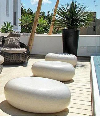 TX only Gray Terrazzo round indoor outdoor coffee table low profile - Pebble Stone look