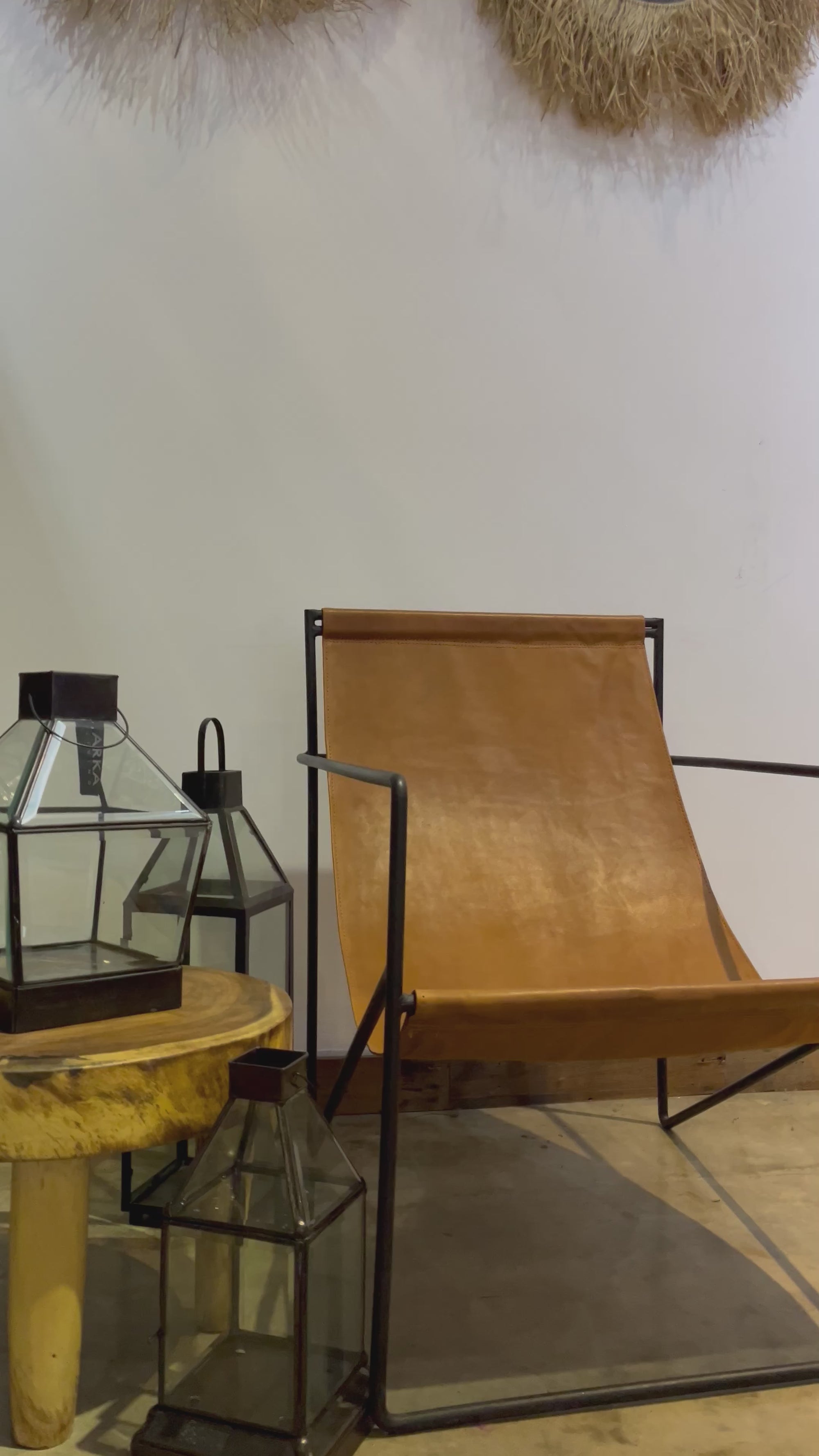 Two (2) Mustards leather living room chair - Leather and metal frame Chair | Simple Unique Dining Chair
