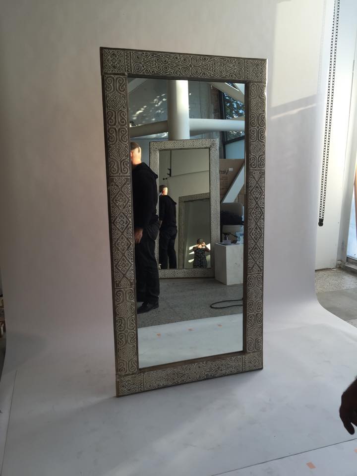 Large Whitewash Timor Hand Carved mirror
