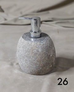 Stone Soap Dispenser with Pump, Natural River Stone Bathroom, Kitchen, Studio Accessory