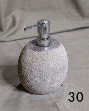 Load image into Gallery viewer, Stone Soap Dispenser with Pump, Natural River Stone Bathroom, Kitchen, Studio Accessory
