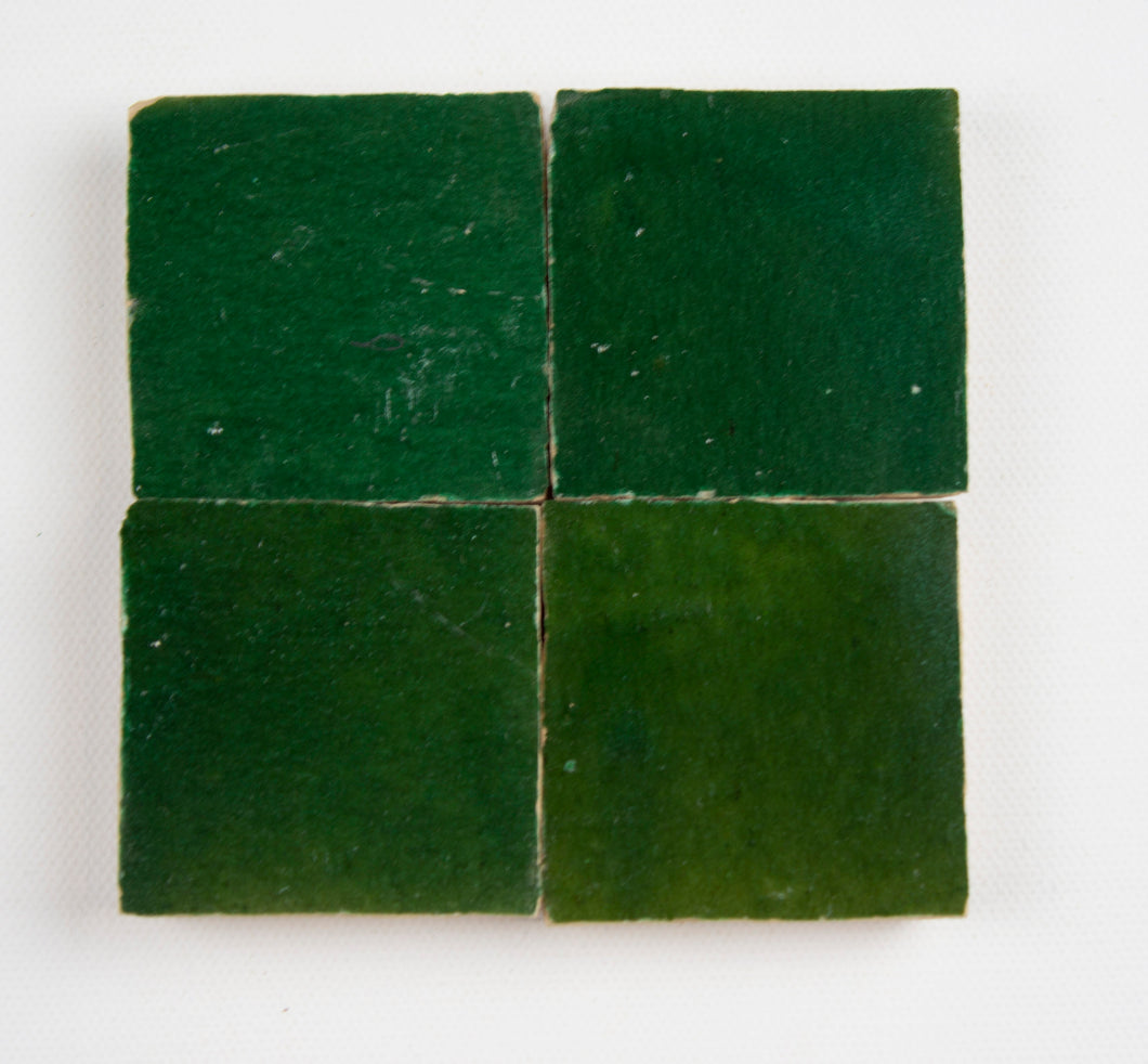 Zellige Terra Cotta Moroccan Tile, Green 3