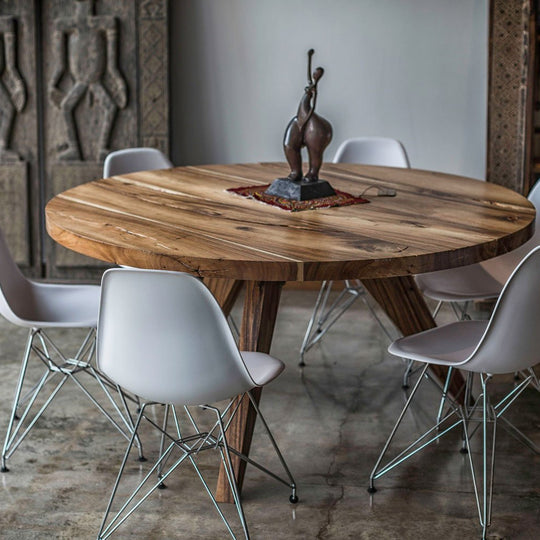 Live Edge Round Dining Table | Round Conference Table | Wood Base